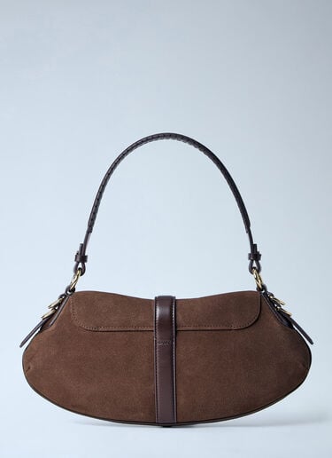 GANNI B-Kat Suede Shoulder Bag Brown gan0263042