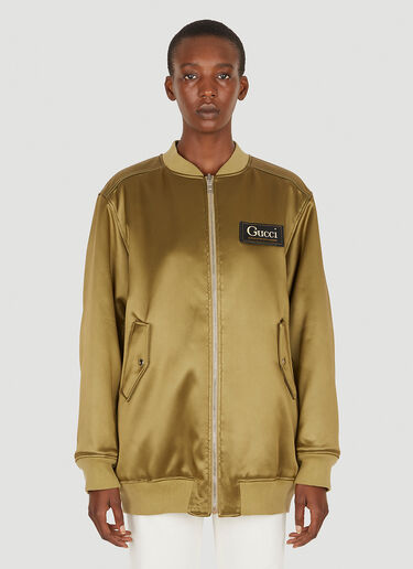 Gucci Logo Patch Bomber Jacket Green guc0250043