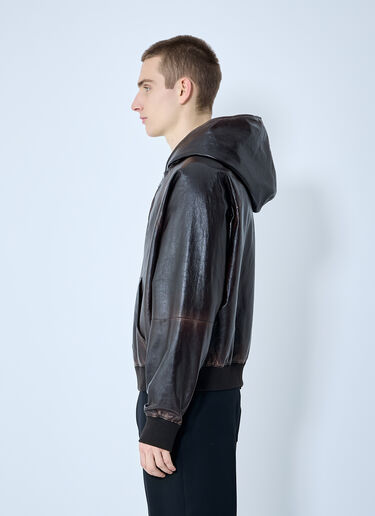 Prada Leather Hooded Jacket Brown pra0360001