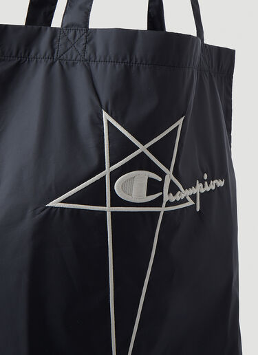 Rick Owens x Champion 임브로이더드 로고 쇼퍼 토트백 블랙 roc0148027