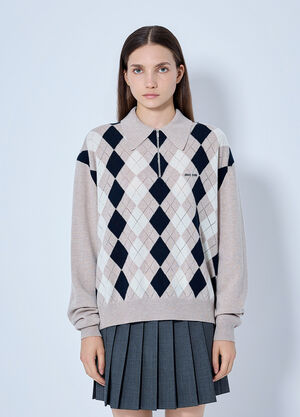 Miu Miu Cashmere Polo Sweater Beige miu0266021