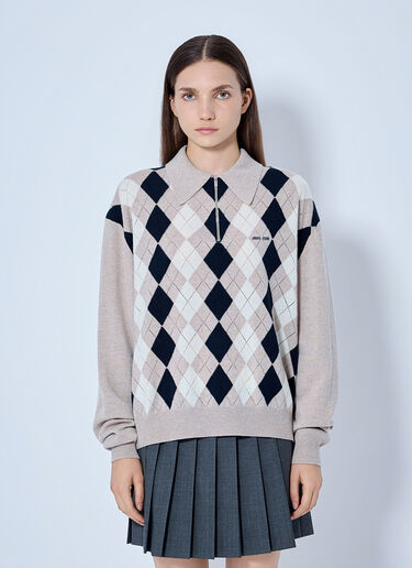 LN-CC® - Miu Miu: Cashmere Polo Sweater - Beige Miu Miu Cashmere Polo Sweater Beige miu0266021