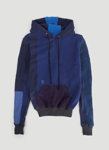 DRx FARMAxY FOR LN-CC Monochromatic Deconstructed Panelling Hooded Sweatshirt Blue drx0346011