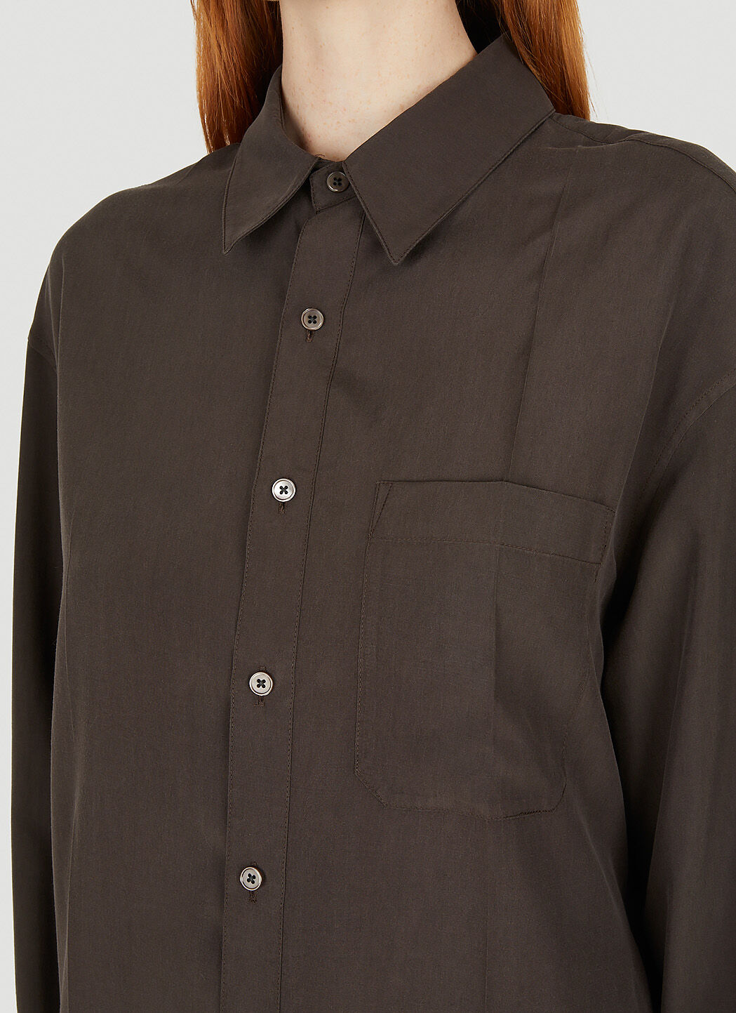 Lemaire Regular Collar Shirt in Brown | LN-CC
