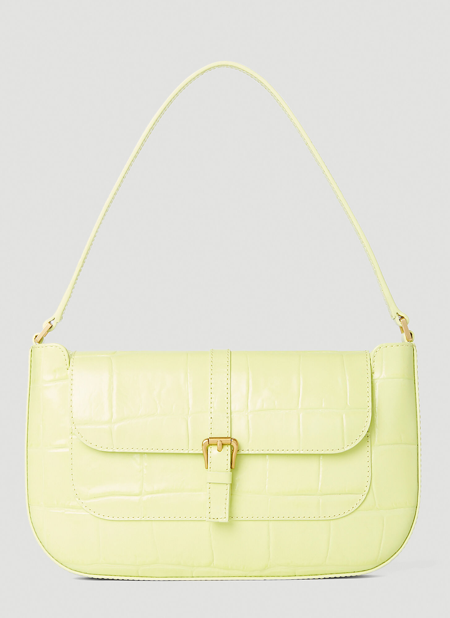 Shop By Far Miranda Croc Shoulder Bag In Yellow