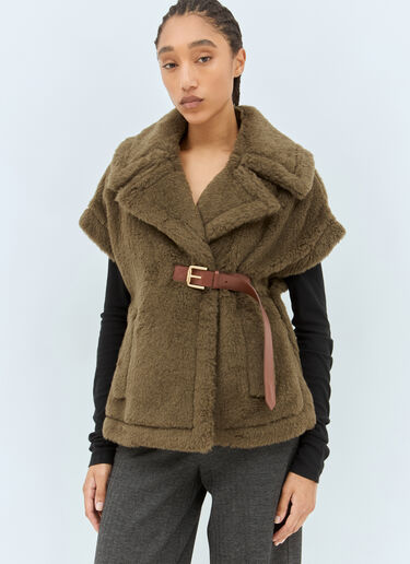 Max Mara Teddy Fabric Short Cape Green max0258019