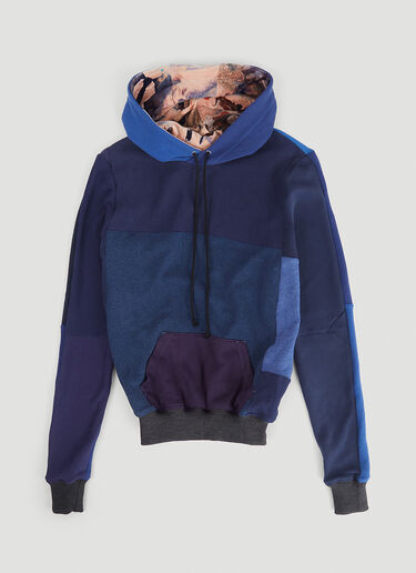 DRx FARMAxY FOR LN-CC Monochromatic Deconstructed Panelling Hooded Sweatshirt Blue drx0346013