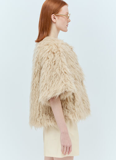 Max Mara Long-Haired Wool Cape Beige max0255038