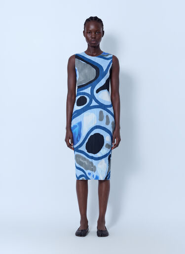 LN-CC® - Pleats Please Issey Miyake: Roll Pleated Midi Dress - Blue Pleats Please Issey Miyake Roll Pleated Midi Dress Blue plp0266005