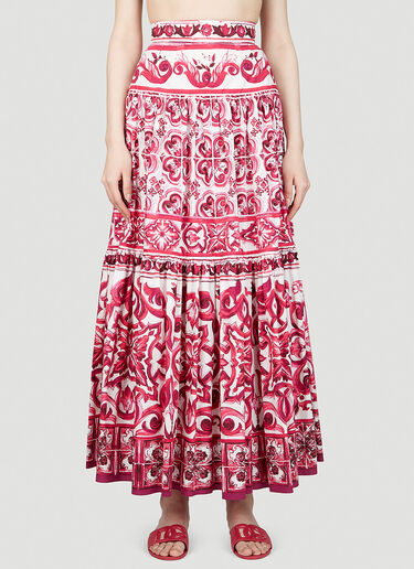 Dolce & Gabbana Majolica Print Maxi Skirt Pink dol0253002