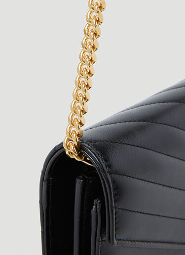 Saint Laurent Cassandre Matelassé Chain Wallet Black sla0253114