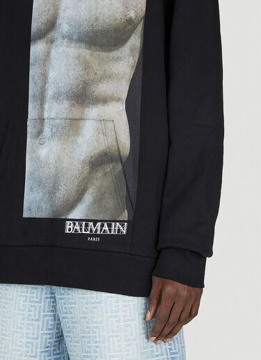 Balmain Statue Print Hooded Sweatshirt Black bln0152001