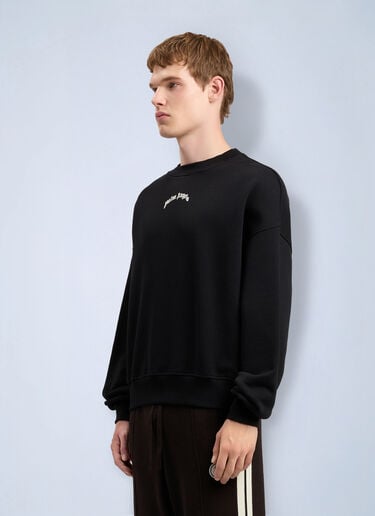 Palm Angels Back Curved Logo Loose Sweatshirt Black pma0164115