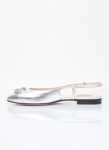 Gucci Crystal Logo Ballerina Flats Silver guc0255187