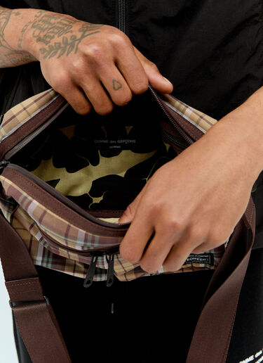 Comme des Garçons Homme x Porter 格纹防刮尼龙斜挎包  棕色 cdh0156008