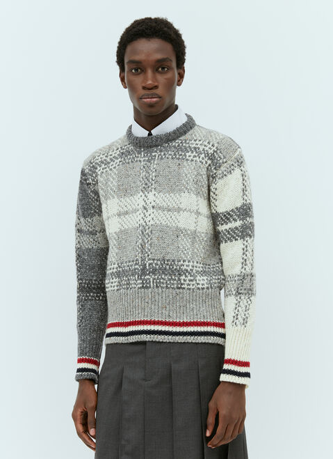 Thom Browne 타탄 자카드 스웨터 그레이 thb0153014