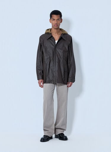 Lemaire Hooded Waxed Jacket Brown lem0164003