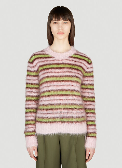 KHAITE Fuzzy Stripe Sweater Grey kha0253012