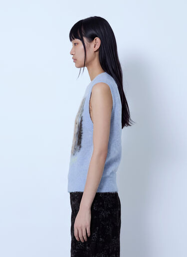 LN-CC® - GANNI: Brushed Alpaca Teddy Vest - Light Blue GANNI Brushed Alpaca Teddy Vest Light Blue gan0266024