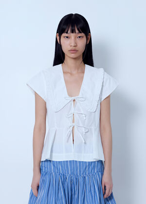 GANNI Compact Poplin Collar Blouse White gan0265039