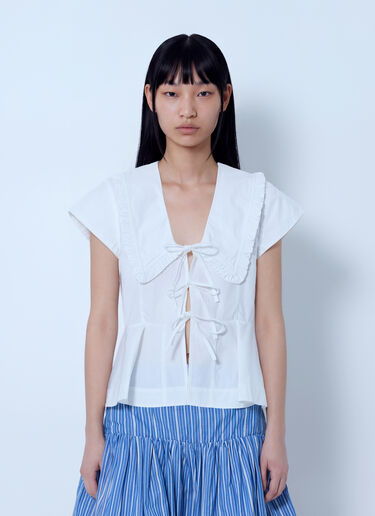 GANNI Compact Poplin Collar Blouse White gan0265039