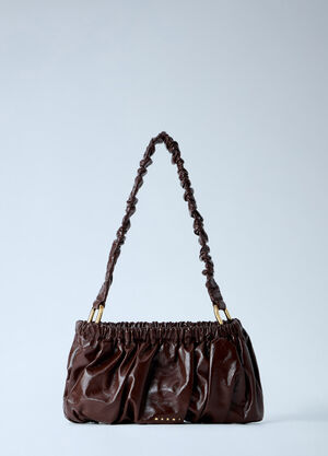 Marni Ruched Leather Shoulder Bag Brown mni0265027