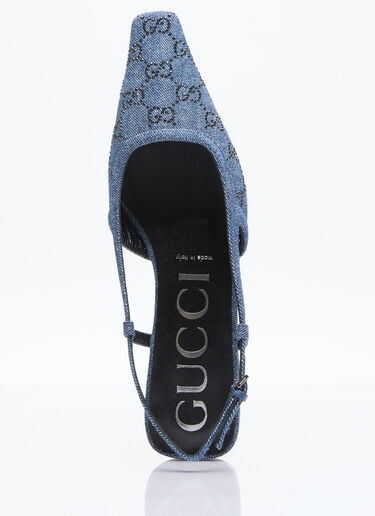 Gucci GG Denim Slingback Flats Blue guc0255060