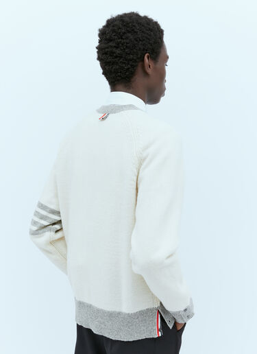 Thom Browne Four-Bar Jersey Stitch Cardigan Cream thb0153007