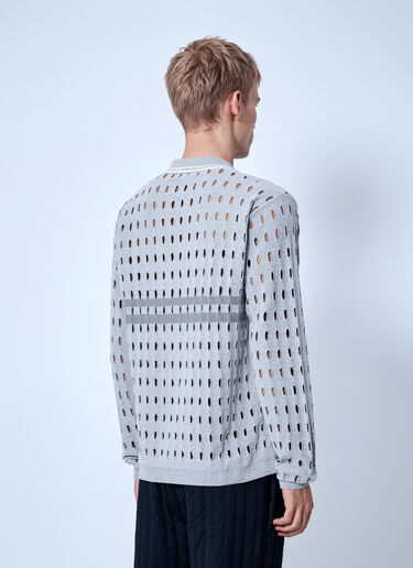 Fred Perry x Craig Green Long Sleeve Open Knit Polo Shirt Grey fry0166002