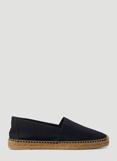 Saint Laurent Monogram 刺绣麻底平底鞋 黑 sla0149027