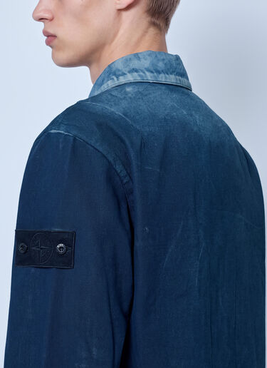 LN-CC® - Stone Island: Zip-Front Overshirt with Patch Pocket - Blue Stone Island Zip-Front Overshirt with Patch Pocket Blue sto0165103