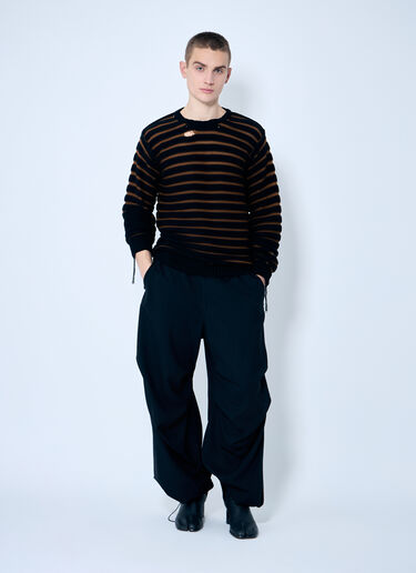 MM6 Maison Margiela ストライプディストレスセーター ブラック mmm0159005