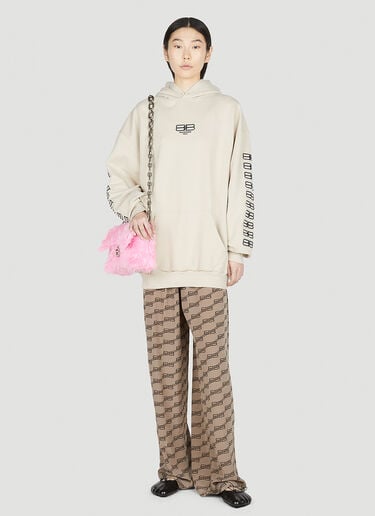 Logo Print Hooded Sweatshirt Balenciaga Logo Print Hooded Sweatshirt Beige bal0251027