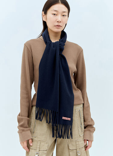 Acne Studios Skinny Fringe Wool Scarf Blue acn0257020