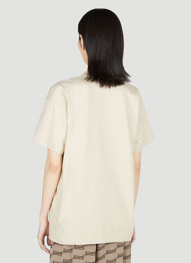 Logo Print T-Shirt Balenciaga Logo Print T-Shirt Beige bal0251028