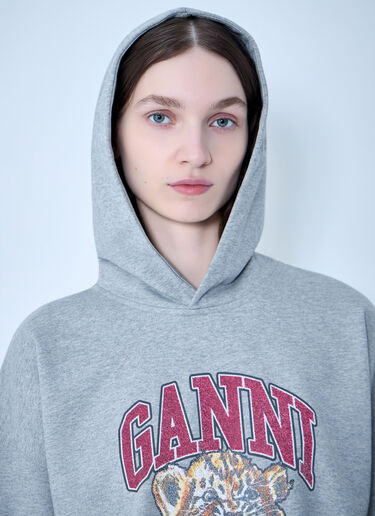 GANNI Isoli Beaded Baby Tiger Print Sweatshirt Grey gan0263004