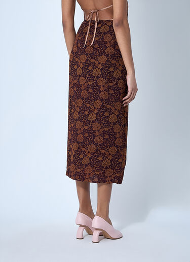 Dries Van Noten Silk-Blend Wrap Skirt Dark Brown dvn0260013