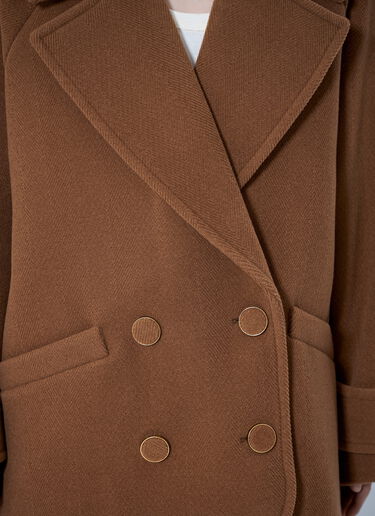 LN-CC® - Chloé: Double-Breasted Short Coat - Camel Chloé Double-Breasted Short Coat Camel chl0265008
