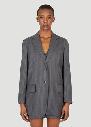 Max Mara Pinstriped Wool Blazer Beige max0257004
