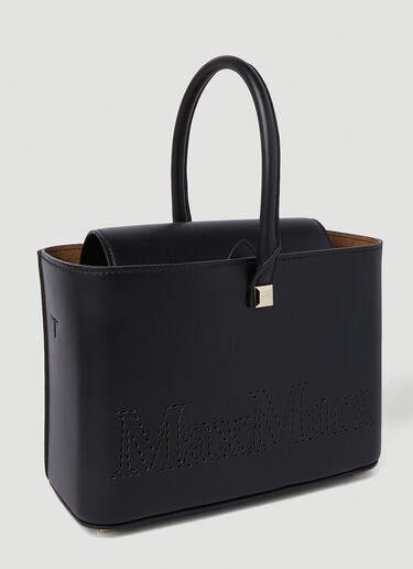 Max Mara Perforated Logo Shopping Handbag Black max0251029