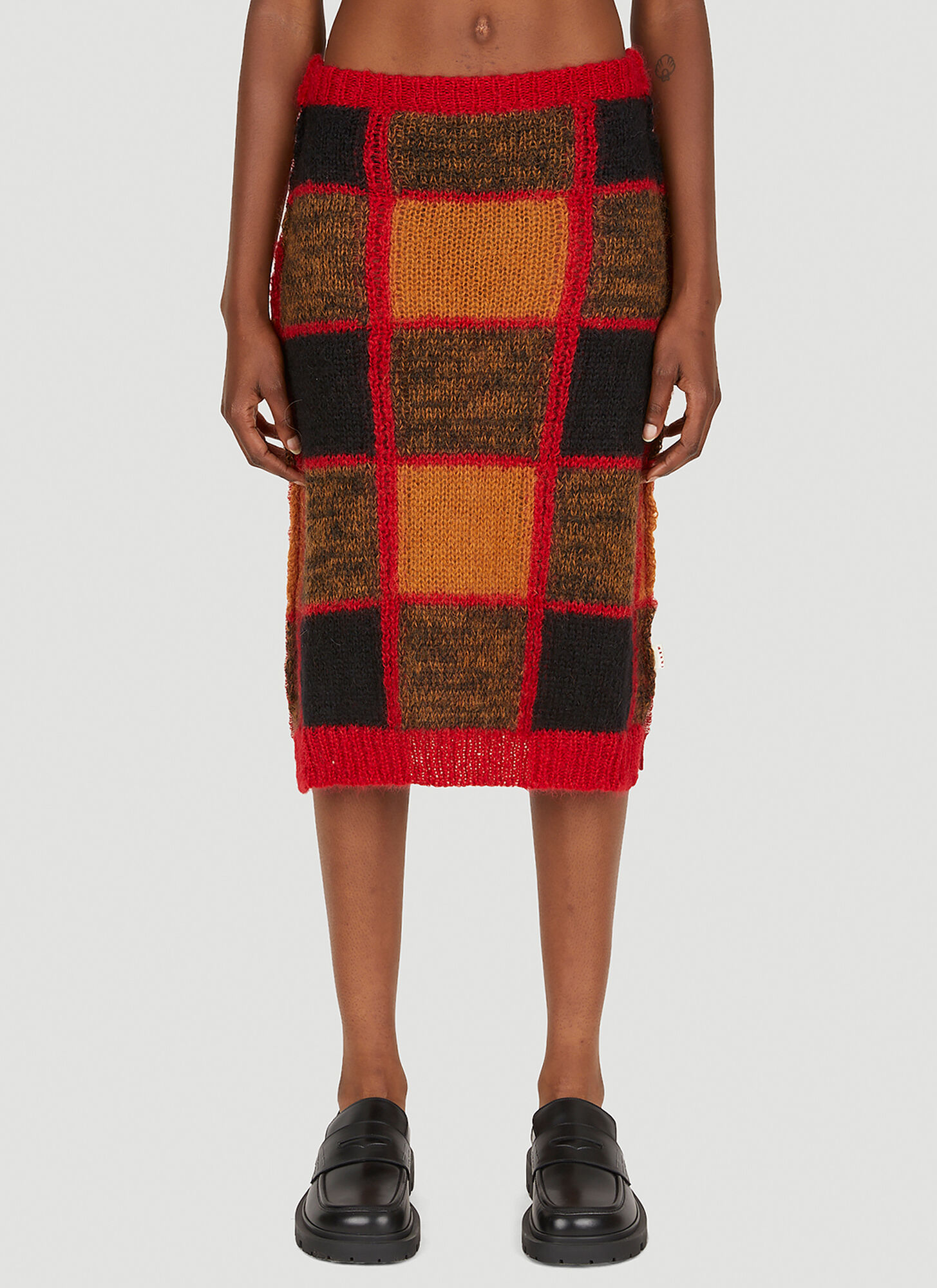 Shop Marni Contrast Knit Skirt In Red