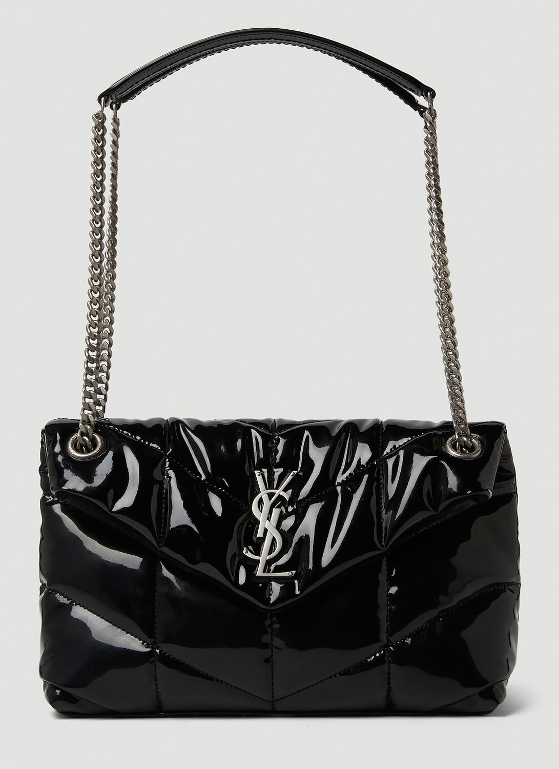 Saint Laurent Lou Puffer Small Ysl Shoulder Bag In Quilted Leather In Black
