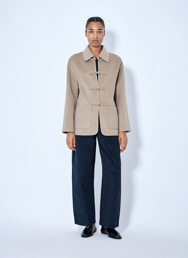 LN-CC® - RÓHE: Double-Faced Wool Pankou Closure Jacket - Beige RÓHE Double-Faced Wool Pankou Closure Jacket Beige roe0265004