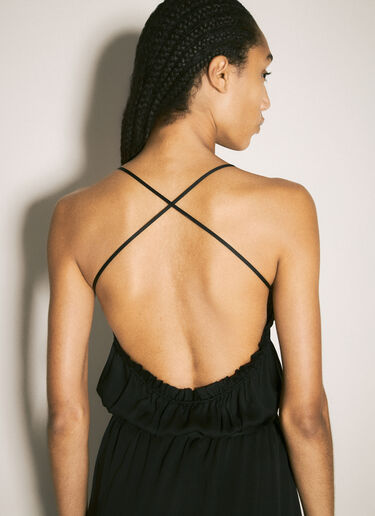 Saint Laurent Wrap Midi Dress Black sla0257011