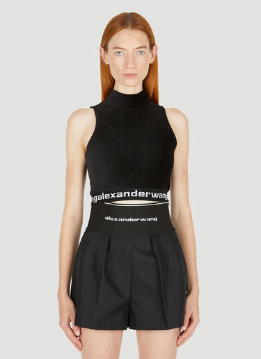 Alexander Wang Mock Neck Crop Top Black awg0249024