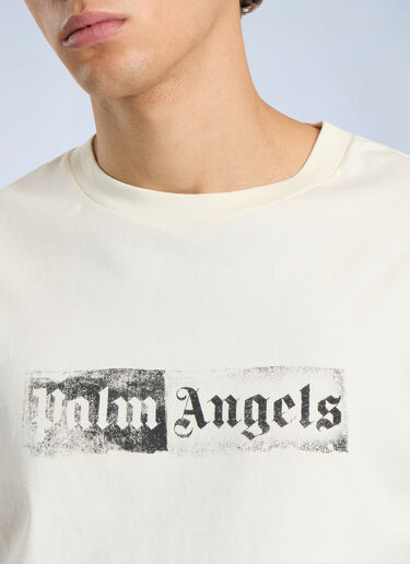 LN-CC® - Palm Angels: Stamp Logo Regular T-Shirt - White Palm Angels Stamp Logo Regular T-Shirt White pma0166263