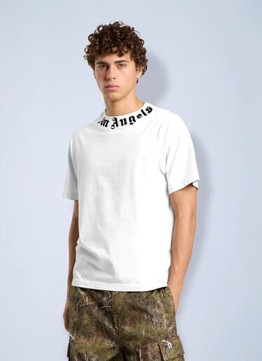 Palm Angels Neck Logo Regular Tee White pma0166097