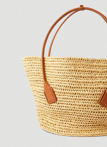 Bottega Veneta Arco Raffia Medium Tote Bag Cream bov0251042
