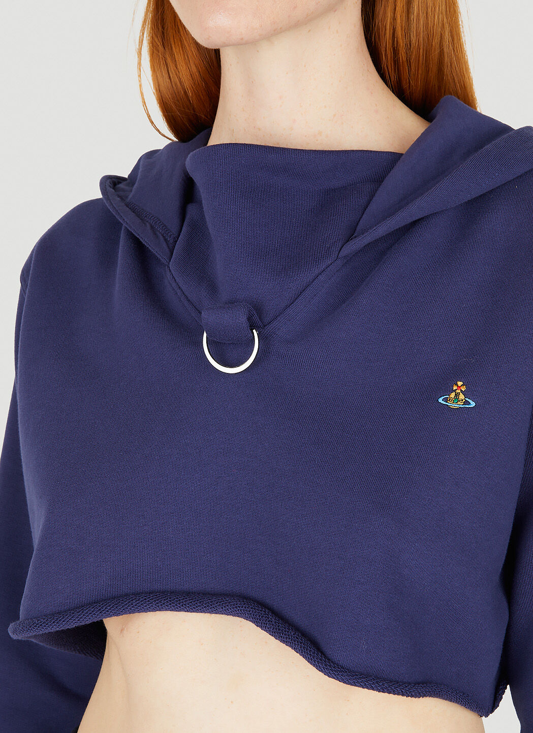 Vivienne Westwood Cropped Hooded Sweatshirt in Blue LN CC