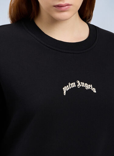 Palm Angels Curved Logo Crop Sweatshirt Black pma0264175